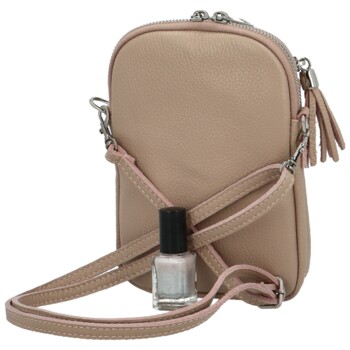 Dámská kožená crossbody kabelka béžová - Delami Vera Pelle Thierry
