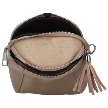 Dámská kožená crossbody kabelka béžová - Delami Vera Pelle Thierry