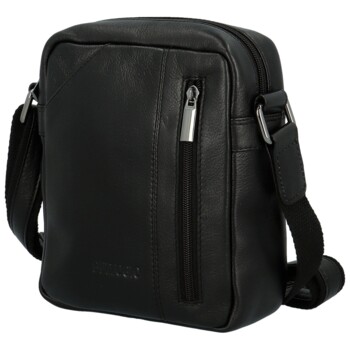 Pánská kožená crossbody taška černá - Bellugio Pedro