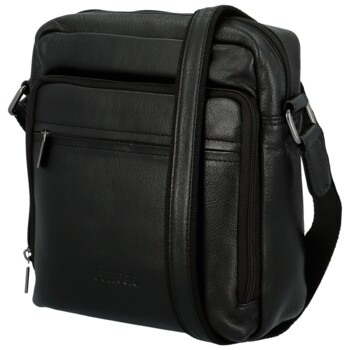 Pánská kožená crossbody taška černá - Bellugio Dagoma