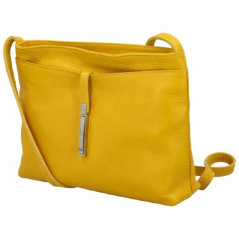 Dámská kožená crossbody kabelka žlutá - Delami Eneta