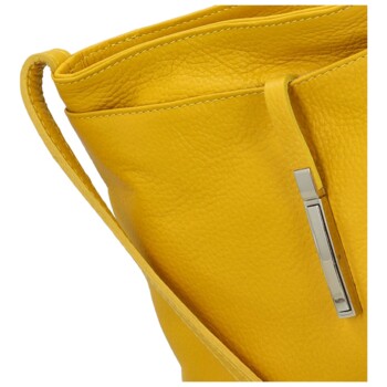 Dámská kožená crossbody kabelka žlutá - Delami Eneta