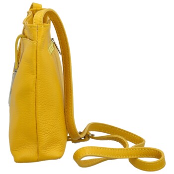 Dámská kožená crossbody kabelka žlutá - Delami Eneta