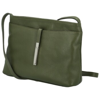 Dámská kožená crossbody kabelka tmavě zelená - Delami Eneta