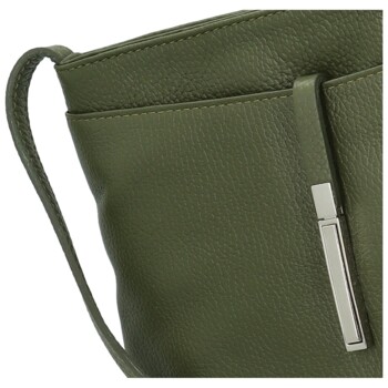 Dámská kožená crossbody kabelka tmavě zelená - Delami Eneta