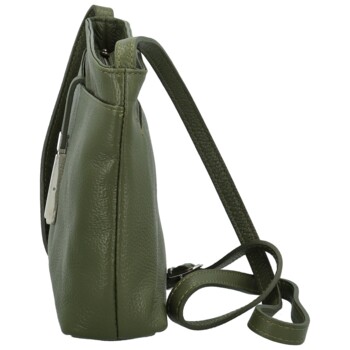 Dámská kožená crossbody kabelka tmavě zelená - Delami Eneta