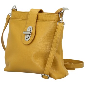 Dámská kožená crossbody kabelka žlutá - Delami Vera Pelle Laira new