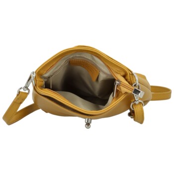 Dámská kožená crossbody kabelka žlutá - Delami Vera Pelle Laira new