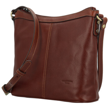 Dámská kožená crossbody kabelka hnědá - Hexagona Karmen
