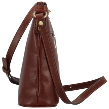 Dámská kožená crossbody kabelka hnědá - Hexagona Karmen