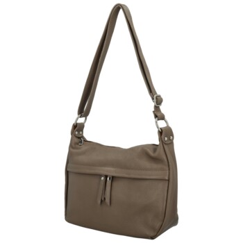 Dámská kožená crossbody kabelka taupe - Delami Vera Pelle Meyrra
