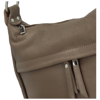 Dámská kožená crossbody kabelka taupe - Delami Vera Pelle Meyrra