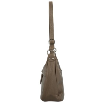 Dámská kožená crossbody kabelka taupe - Delami Vera Pelle Meyrra
