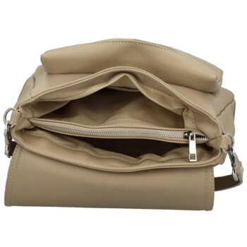 Dámská kožená crossbody kabelka béžová - Delami Vera Pelle Madleen