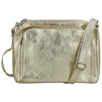 Dámská kožená crossbody kabelka zlatá - Delami Vera Pelle Bandit