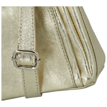 Dámská kožená crossbody kabelka zlatá - Delami Vera Pelle Bandit