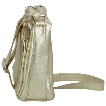 Dámská kožená crossbody kabelka zlatá - Delami Vera Pelle Bandit