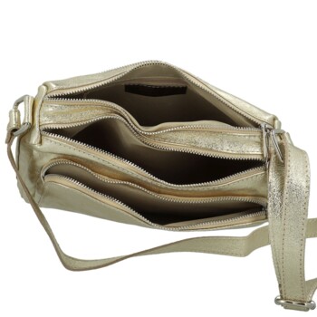 Dámská kožená crossbody kabelka zlatá - Delami Vera Pelle Bandit