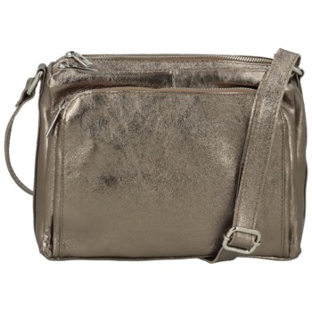 Dámská kožená crossbody kabelka bronzová - Delami Vera Pelle Bandit