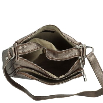 Dámská kožená crossbody kabelka bronzová - Delami Vera Pelle Bandit
