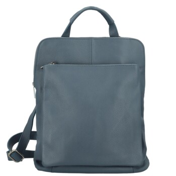 Dámský kožený batůžek/kabelka džínově modrý - Delami Houtel