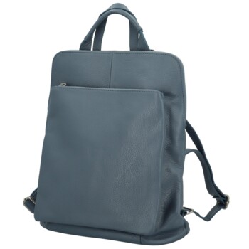 Dámský kožený batůžek/kabelka džínově modrý - Delami Houtel