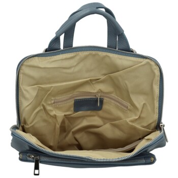 Dámský kožený batůžek/kabelka džínově modrý - Delami Houtel