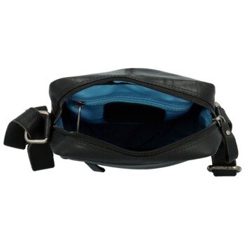 Pánská kožená crossbody taška černá - Greenwood Olwen