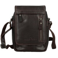 Pánská kožená crossbody taška tmavě hnědá - Greenwood Olivier