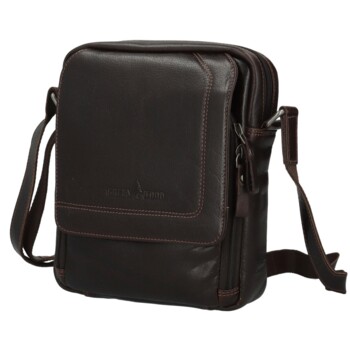 Pánská kožená crossbody taška tmavě hnědá - Greenwood Vaios
