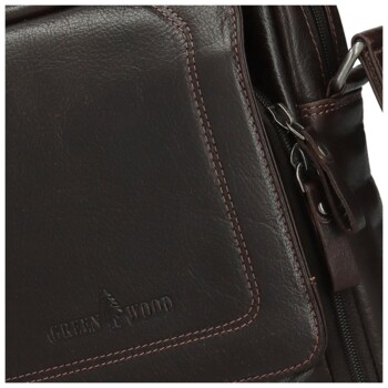 Pánská kožená crossbody taška tmavě hnědá - Greenwood Vaios
