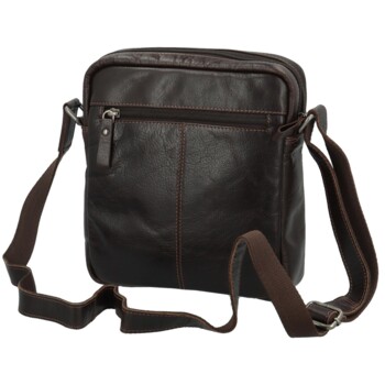 Pánská kožená crossbody taška tmavě hnědá - Greenwood Vaios