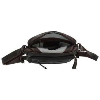 Pánská kožená crossbody taška tmavě hnědá - Greenwood Vaios