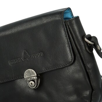 Dámská kožená crossbody kabelka černá - Greenwood Wika