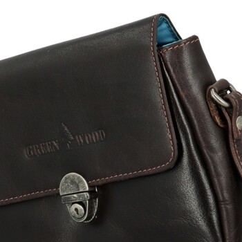 Dámská kožená crossbody kabelka tmavě hnědá - Greenwood Wika