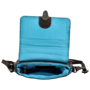 Dámská kožená crossbody kabelka tmavě hnědá - Greenwood Wika