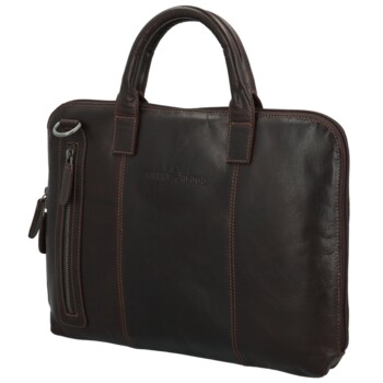 Pánská kožená business taška tmavě hnědá - Greenwood Vardan