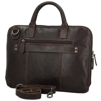 Pánská kožená business taška tmavě hnědá - Greenwood Vardan
