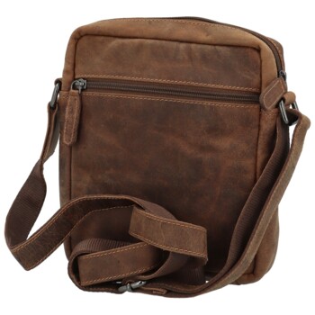 Pánská kožená crossbody taška hnědá - Greenwood Hovard