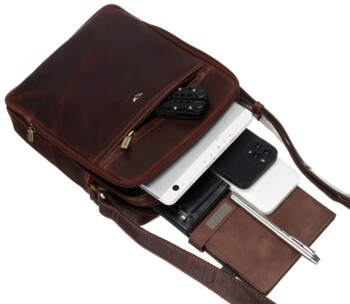 Pánská kožená taška tmavě koňaková - Peterson Savas