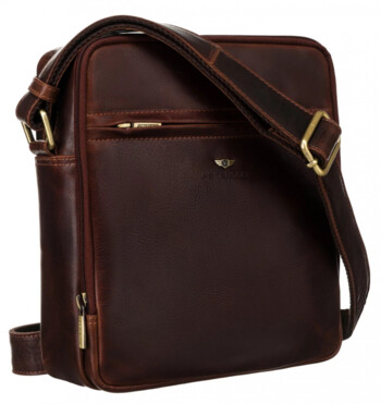 Pánská kožená taška tmavě koňaková - Peterson Savas