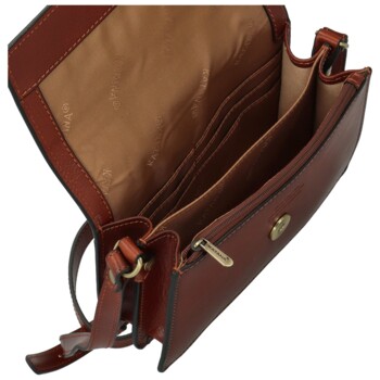 Dámská kožená crossbody kabelka hnědá - Katana Saire