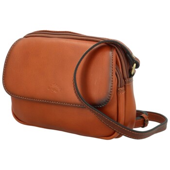 Dámská kožená crossbody kabelka koňaková - Katana Shirin