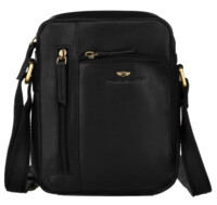 Pánská kožená crossbody taška černá - Peterson Ridas