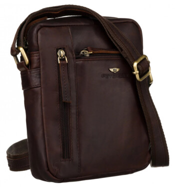Pánská kožená crossbody taška hnědá - Peterson Ridas