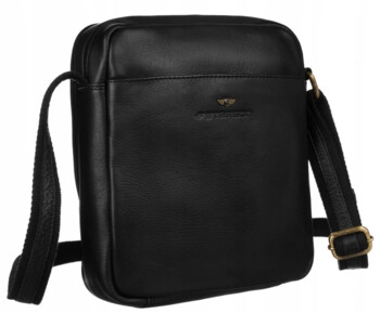 Pánská kožená crossbody taška černá - Peterson Wyatt