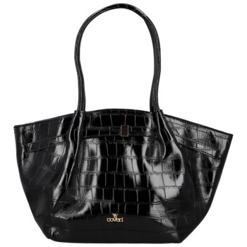 Luxusní dámská koženková kabelka na rameno Moiry, černá