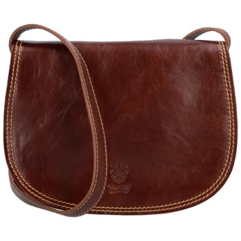 Dámská kožená crossbody kabelka hnědá - Delami Elrosa