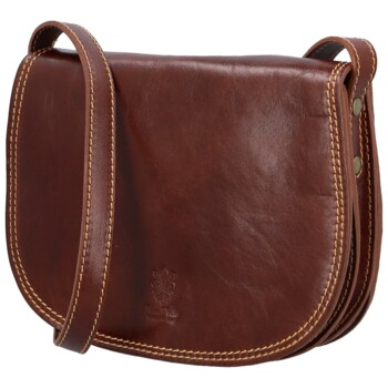 Dámská kožená crossbody kabelka hnědá - Delami Elrosa