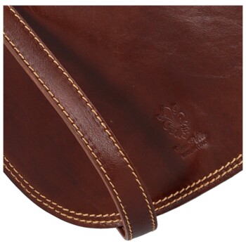 Dámská kožená crossbody kabelka hnědá - Delami Elrosa